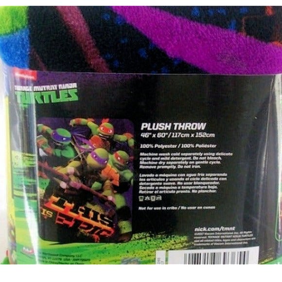 TMNT "This is Epic" 46"x60" Plush Throw  Teenage Mutant Ninja Turtles - Picture 3 of 3